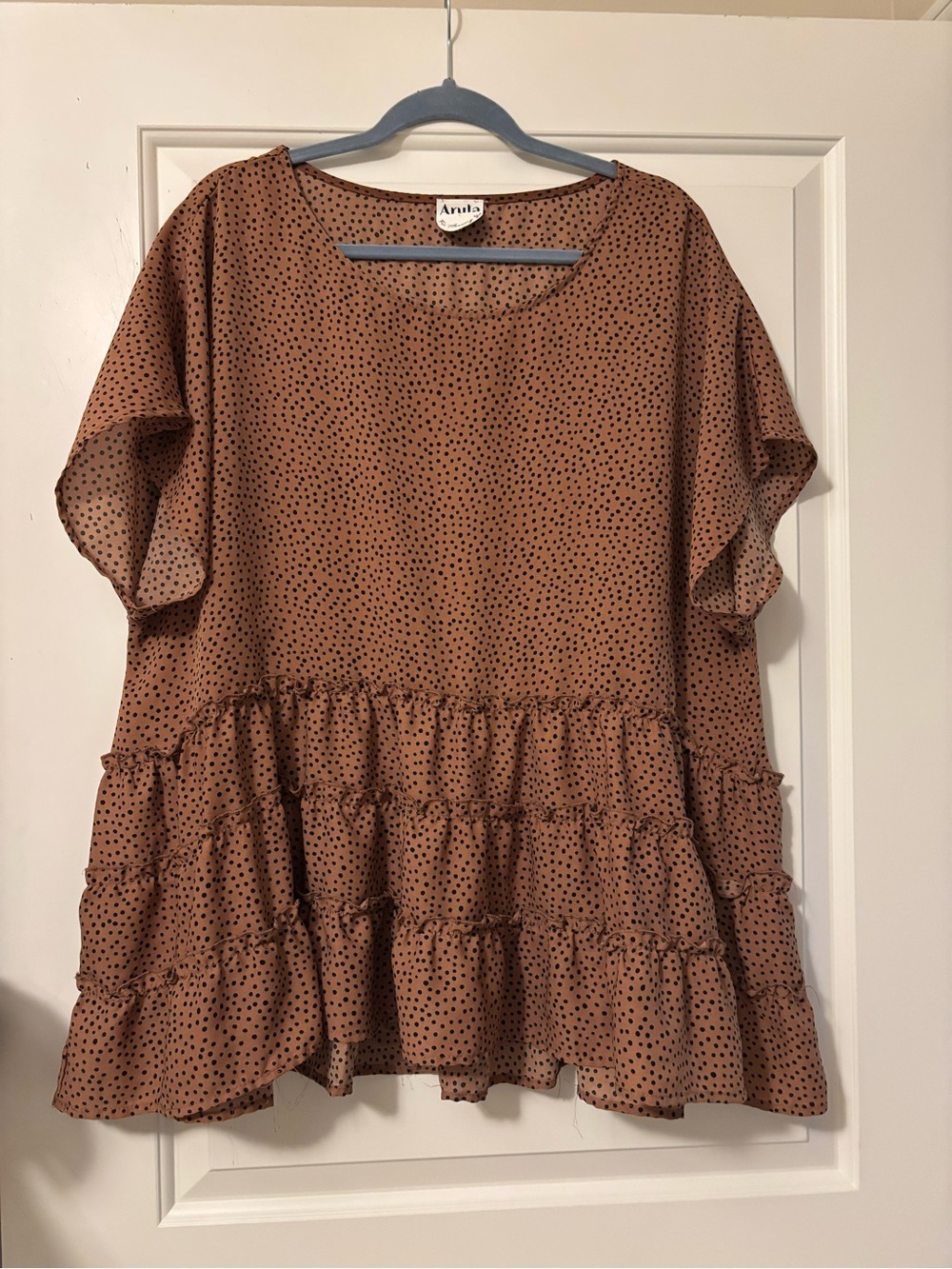 ARULA Brown with Black Polka Dot Blouse